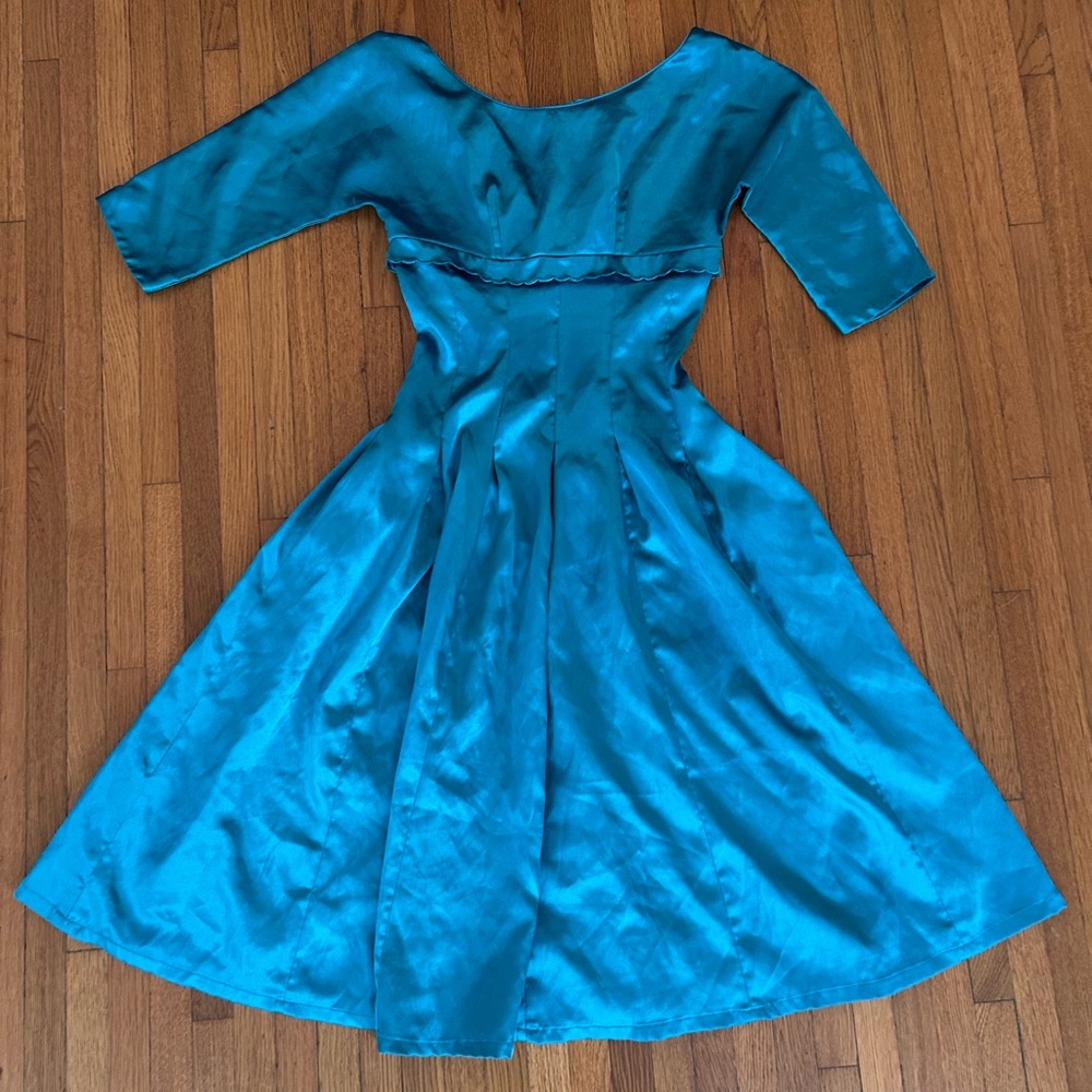 Bettie Page Teal 3/4 Sleeve Dress XS